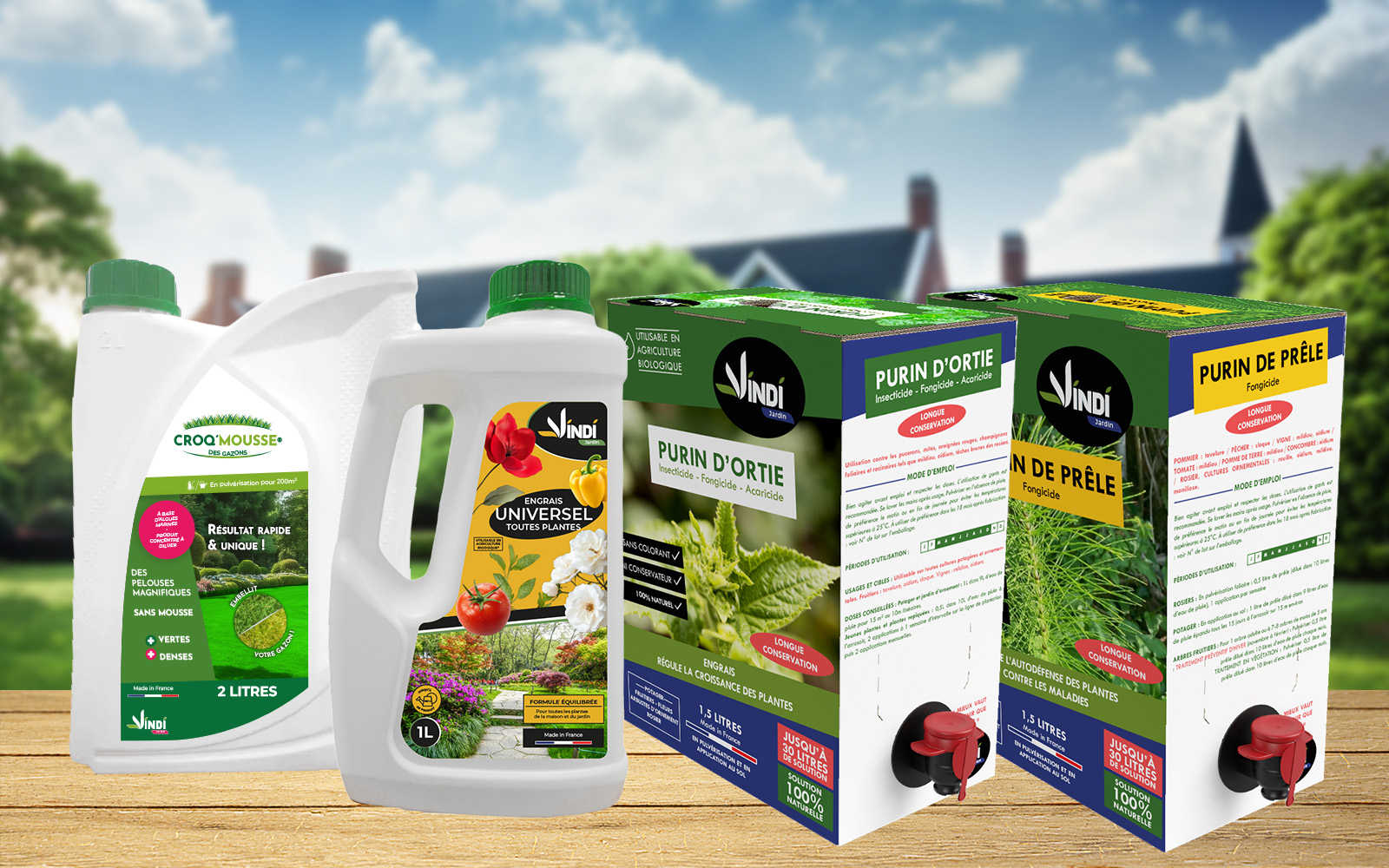 Produits Vindi Jardin et Croq'Mousse